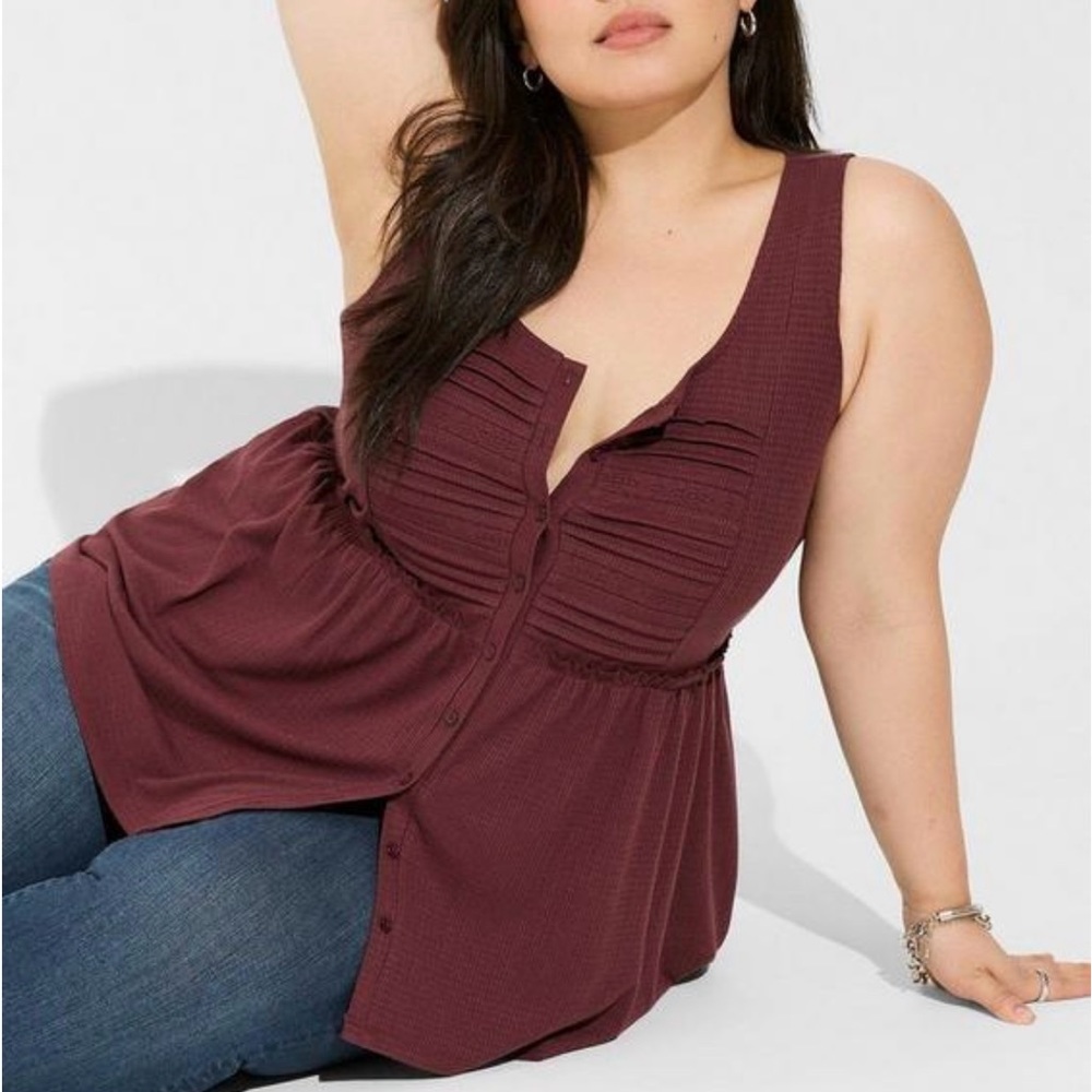 Torrid Jersey Scoop Neck Button Down Babydoll